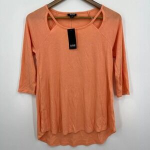 ANA A New Approach T-Shirt Women's Size XS Orange‎ Parfait 3/4 Sleeve New NWT